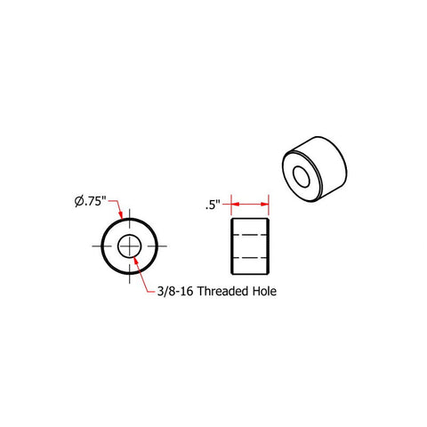 Steel Bungs 3/8-16 Threaded 1/2 inch Long by TC Bros