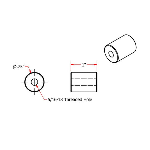 Steel Bungs 5/16-18 Threaded 1 inch Long by TC Bros