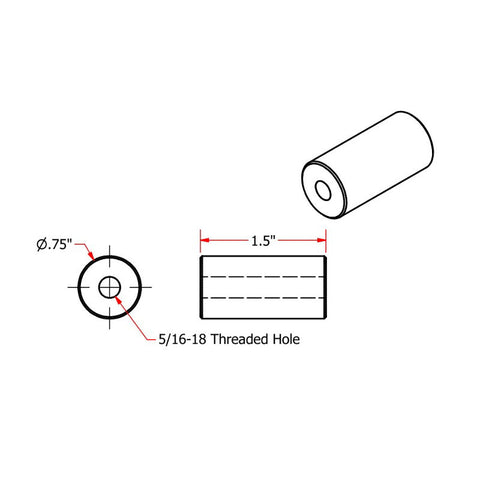 Steel Bungs 5/16-18 Threaded 1-1/2 inch Long by TC Bros