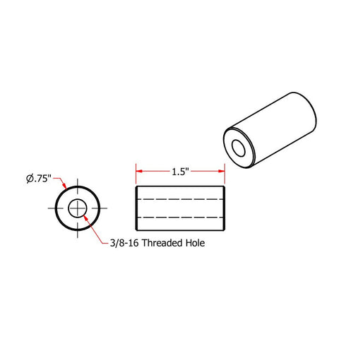 Steel Bungs 3/8-16 Threaded 1-1/2 inch Long by TC Bros