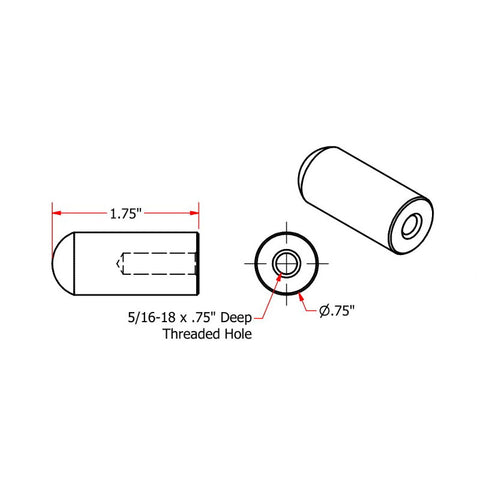 Radius Style Threaded 5/16-18 Long Length Steel Bungs by TC Bros