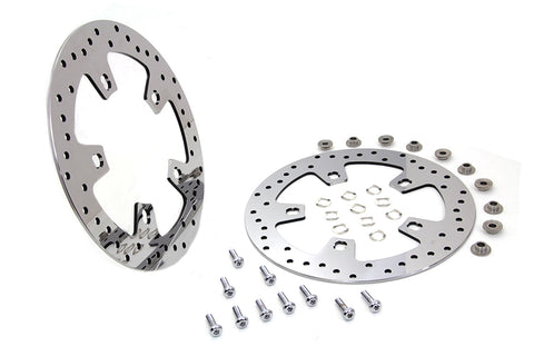 11.8  Drilled Front Brake Disc Set Mirror Polished Stainless - V-Twin Mfg.