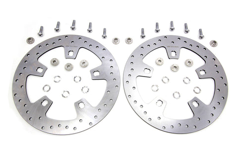 11.8  Drilled Front Brake Disc Set Stainless Steel - V-Twin Mfg.