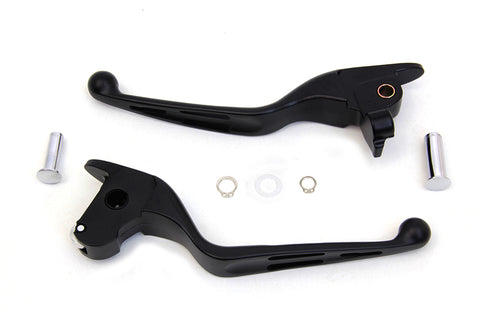 Matte Black 3-Slot Wide Hand Lever Set - V-Twin Mfg.