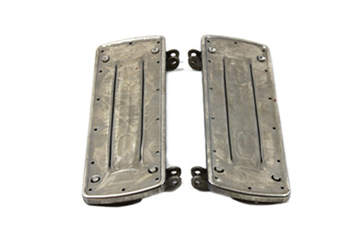 Driver Square Style Footboard Set with Raw Finish - V-Twin Mfg.