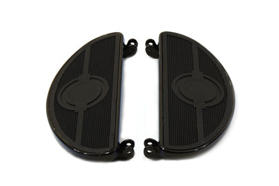 Driver Black Footboard Set with Bullseye Design - V-Twin Mfg.