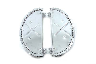 Chrome Driver Footboard Set with Chain Design - V-Twin Mfg.