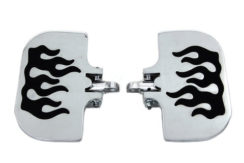 Passenger Mini Footboard Set with Flame Design - V-Twin Mfg.