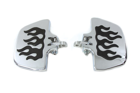 Passenger Mini Footboard Set with Flame Design - V-Twin Mfg.