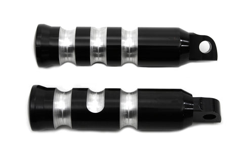 Black Contour Grooved Footpeg Set - V-Twin Mfg.