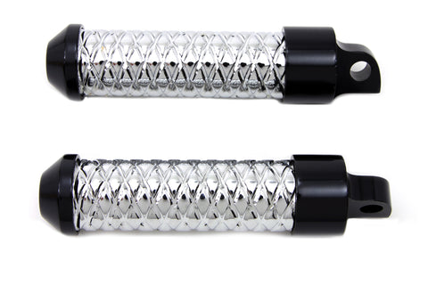 Chrome Bullet Style Footpeg Set with Black Ends - V-Twin Mfg.