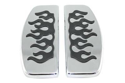 Driver Footboard Set with Flame Design - V-Twin Mfg.