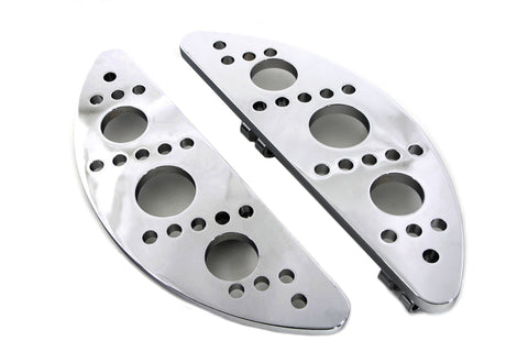 Driver Chrome Drilled Half Moon Footboard Set - V-Twin Mfg.