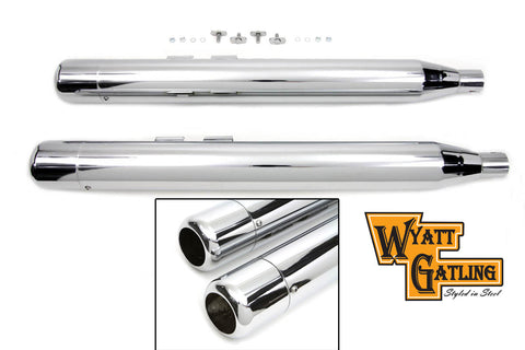 Wyatt Gatling Muffler Set With Chrome Hollow Point End Tips - V-Twin Mfg.