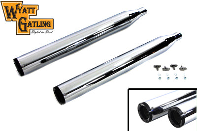 Wyatt Gatling Muffler Set With Black 6 Screw End Tips - V-Twin Mfg.