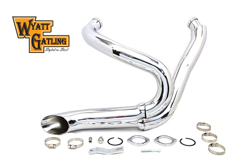 Chrome Wyatt Gatling 2 into 1 Exhaust Pipe Header Kit - V-Twin Mfg.