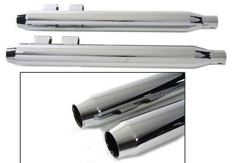 Muffler Set With Chrome Short Tapered End Tips - V-Twin Mfg.