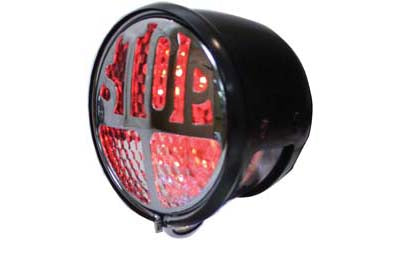 Black Stop LED Tail Lamp Round Style - V-Twin Mfg.
