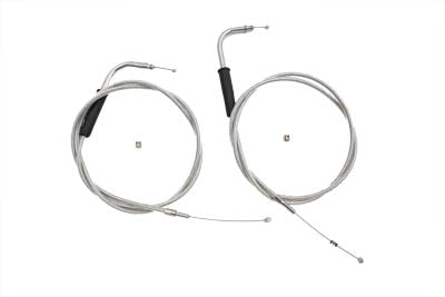 46-1/4  Stainless Steel Throttle and Idle Cable Set - V-Twin Mfg.