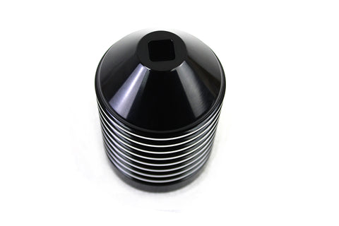 Finned Black Anodized Oil Filter Kit with Raw Accents - V-Twin Mfg.