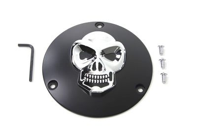 Black Derby Cover with Chrome Skull - V-Twin Mfg.