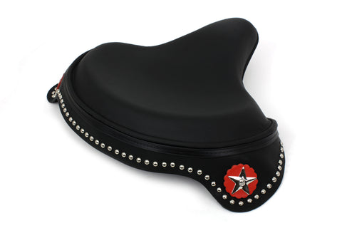Black Leather Solo Seat with Skirt - V-Twin Mfg.
