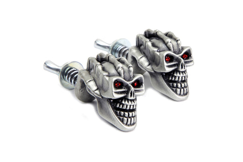 Skull with Skeleton Hand License Plate Topper Set - V-Twin Mfg.