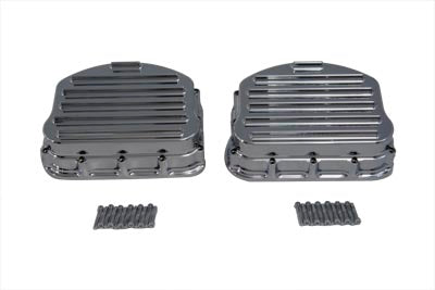 Finned Rocker Box Cover Set Chrome - V-Twin Mfg.