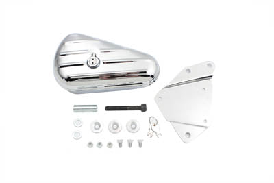 Chrome Left Side Oval Tool Box and Mount Kit - V-Twin Mfg.