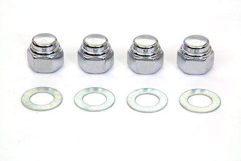 Rocker Shaft Chrome End Cap Type Nut with Washers - V-Twin Mfg.