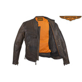Men's Brown Naked Cowhide Leather Jacket