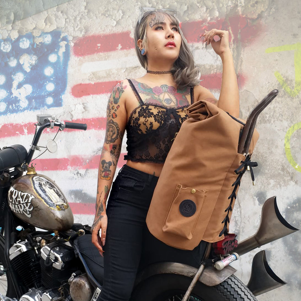 Sissy Bar Duffle Bag (Desert Tan) by R9Kustoms