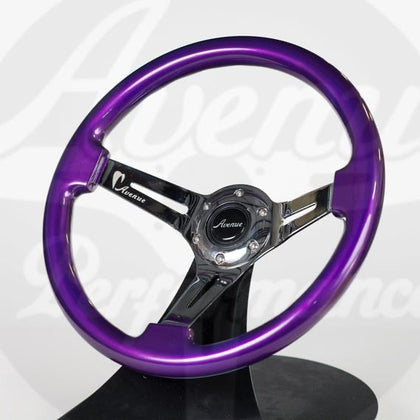 AVENUE STEERING WHEEL ELECTRIC PURPLE/ CHROME SPOKES