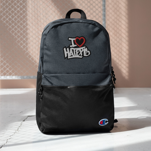 I Heart Haters Embroidered Champion Backpack