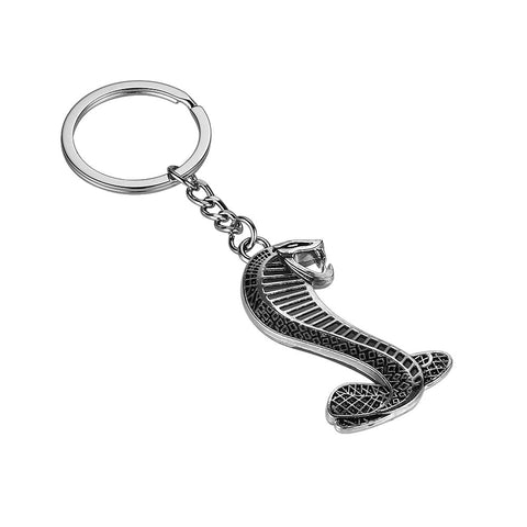 3D Metal Cobra Snake Emblem Keyring Key Ring Chain Keychain
